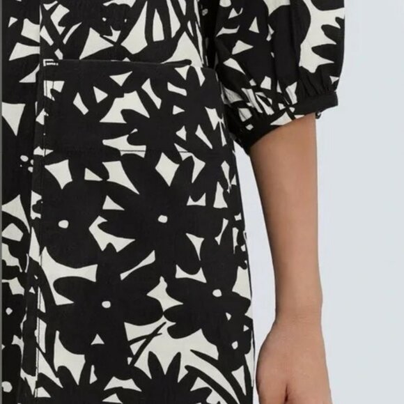 Everlane Seersucker Floral Puff Sleeve Mini Dress Scandinavian Summer Sundress - Picture 6 of 12